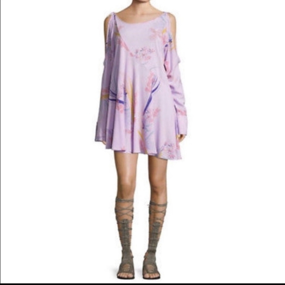 Free People Clear Skies Mini Dress Tunic Asymmetrical Hem Floral Print Small NWT - Picture 11 of 15